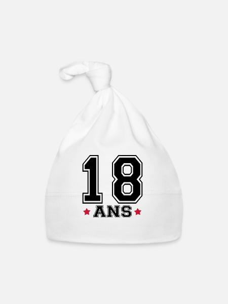18 ANS,âge,numéro - Bonnet bio Bébé - blanc - Devant