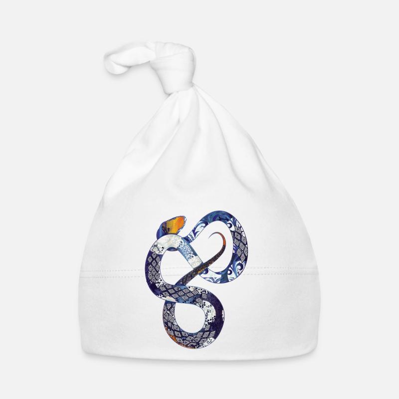 un serpent de corail bleu - Bonnet bio Bébé - blanc