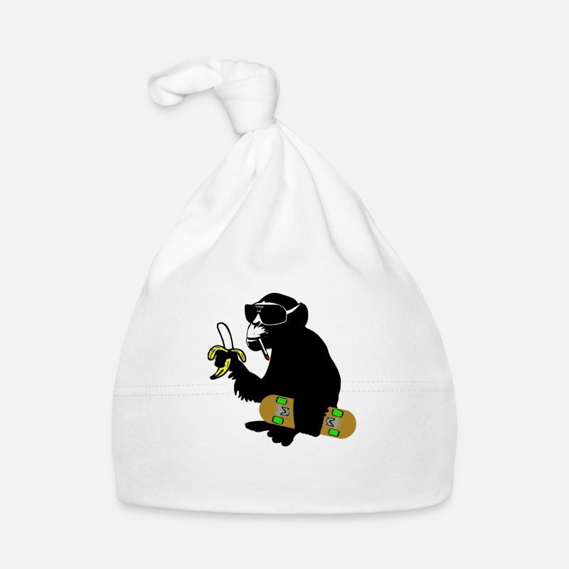 skateboard monkey - Baby Bio-Mütze - Weiß