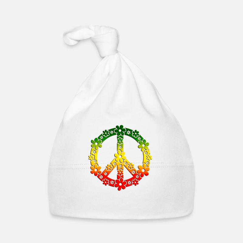 Reggae Peace symbol paix signe été amour fleur Bonnet bio Bébé