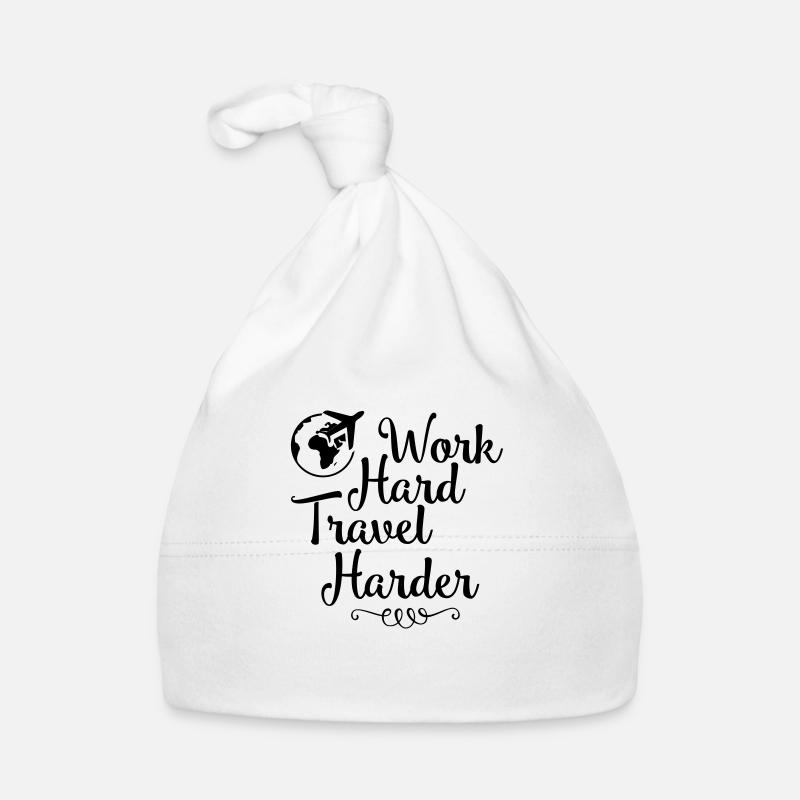 work hard travel harder Baby Bio-Mütze