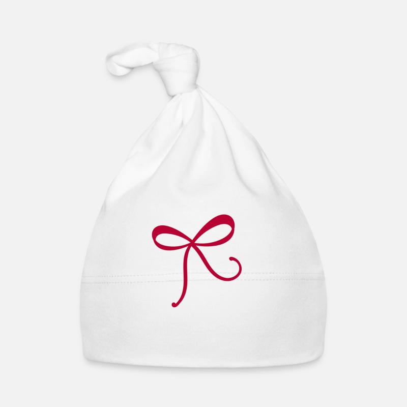 Red ribbon Organic Baby Cap