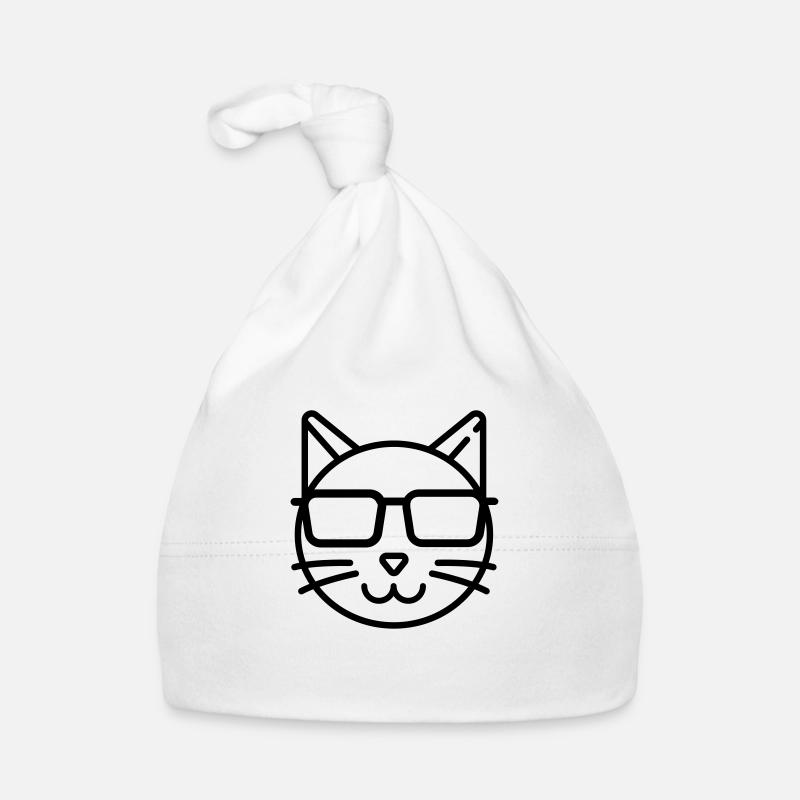 Cool Cat - chat avec des lunettes de soleil - Bonnet bio Bébé - blanc