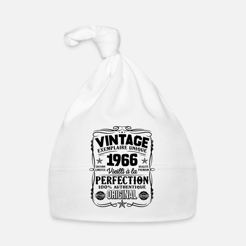 Millésime Fabriqué En 1966 Vieilli à La Perfection - Bonnet bio Bébé - blanc