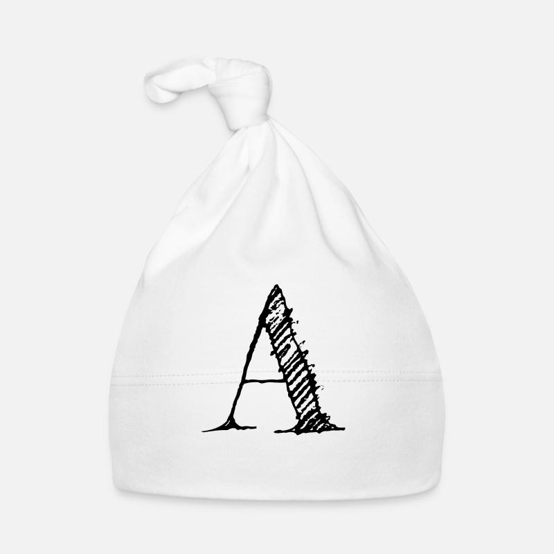 Letter "A" Comic Black - Organic Baby Cap - white