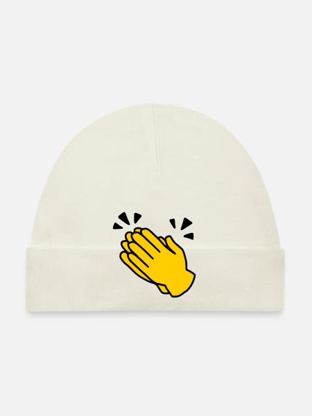 Emoji Applaus Skizze Farbe - Baby Bio-Mütze - Weiß - Vorne