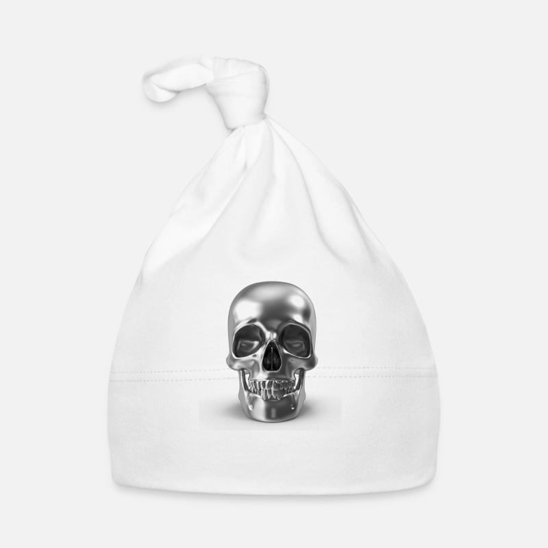Silver Skull - silber schädel 3D - Baby Bio-Mütze - Weiß