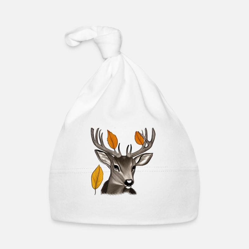 Hirschkopf im Herbst Hirsch Geweih Bock Reh Kitz 4 Baby Bio-Mütze