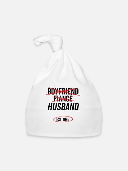 Boyfriend Fiancé Husband Est 1995 - Organic Baby Cap - white - Front