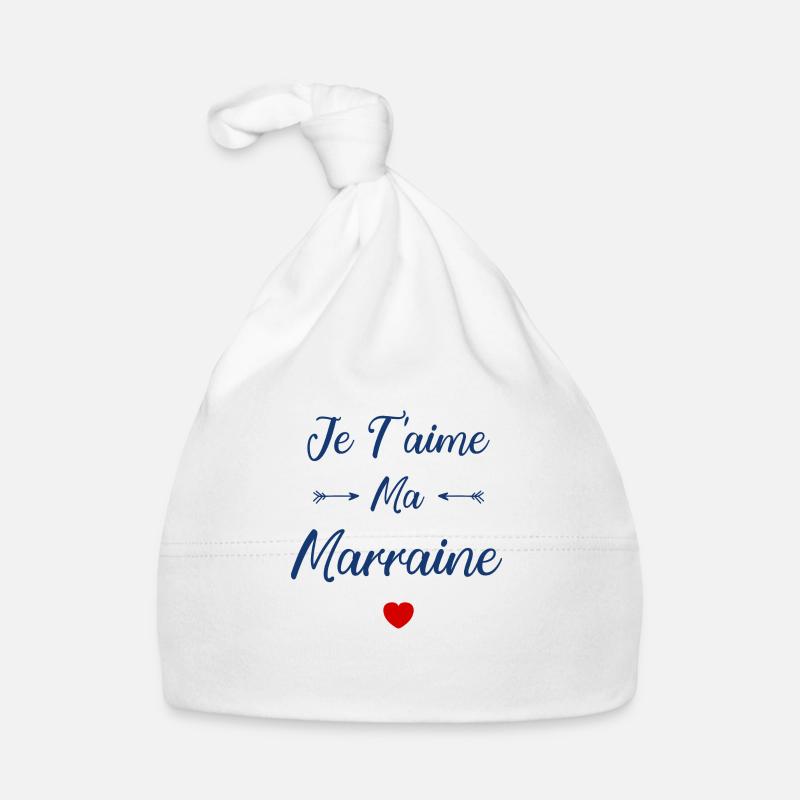 Je t'aime ma Marraine - Bonnet bio Bébé - blanc