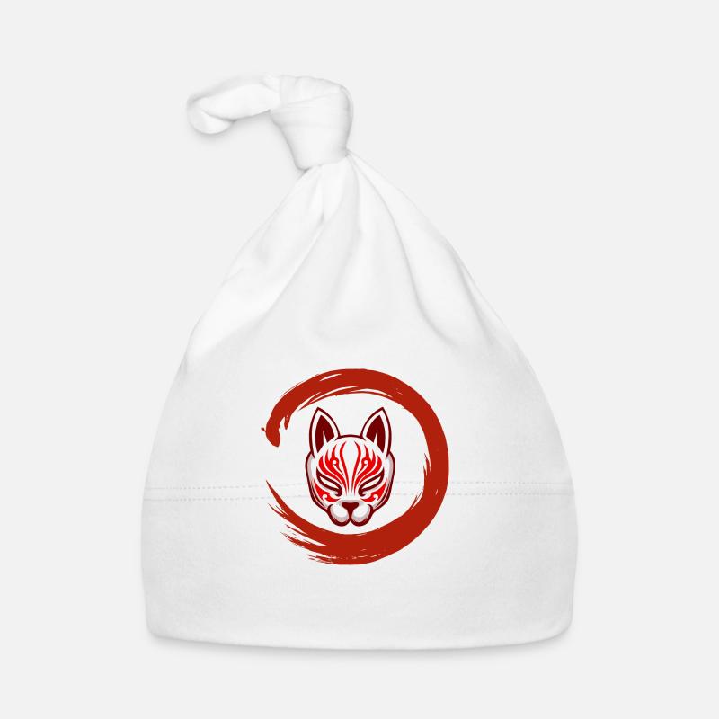 Red Circle Samurai Mask Organic Baby Cap