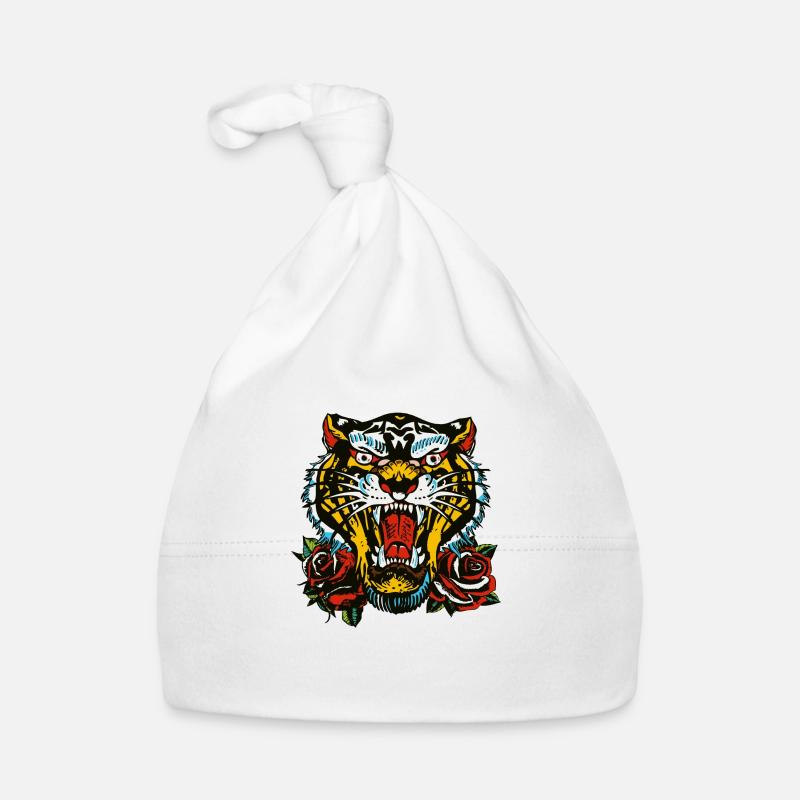 tiger pink flower tattoo tattoo roar leaf Organic Baby Cap