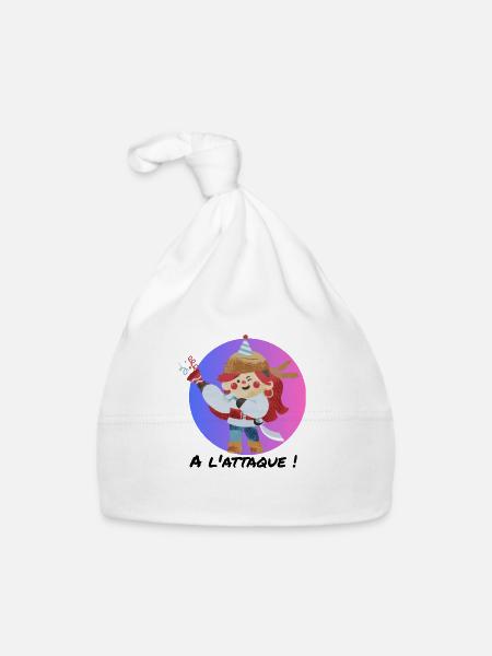 Pirate girl, à l'attaque ! - Bonnet bio Bébé - blanc - Devant