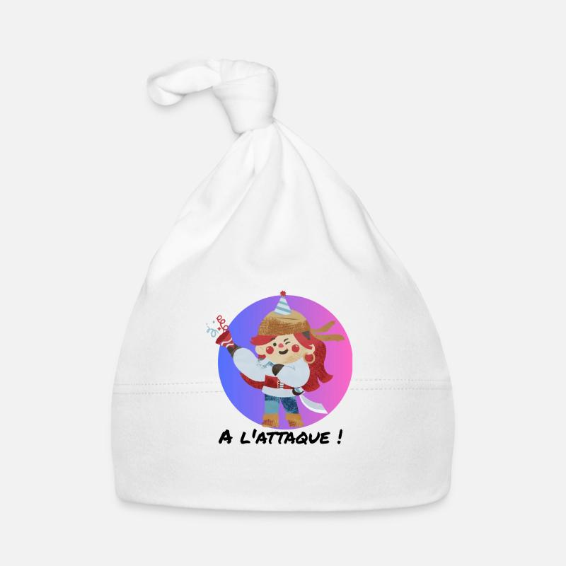 Pirate girl, à l'attaque ! - Bonnet bio Bébé - blanc