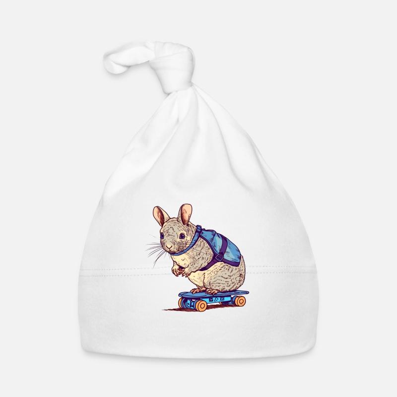 chinchilla pet on a skateboard Organic Baby Cap