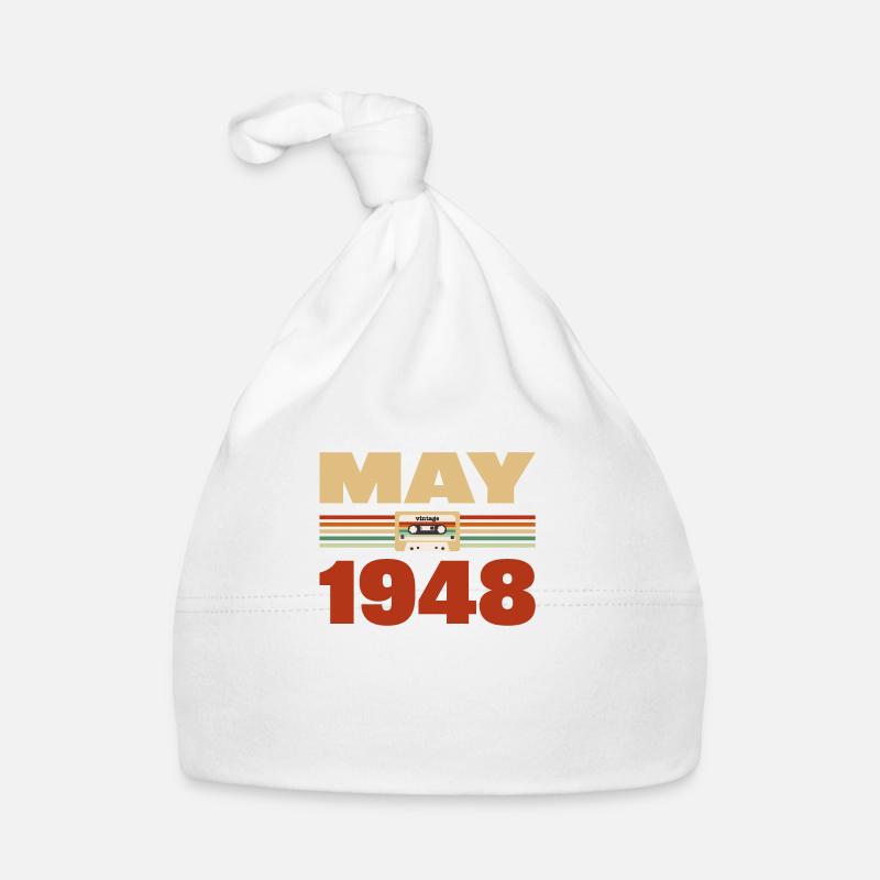 75e anniversaire mai millésime 1948 idée cadeau - Bonnet bio Bébé - blanc