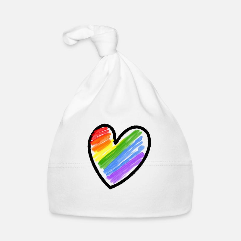 Regenbogenfahne LGBTQ Herz Baby Bio-Mütze