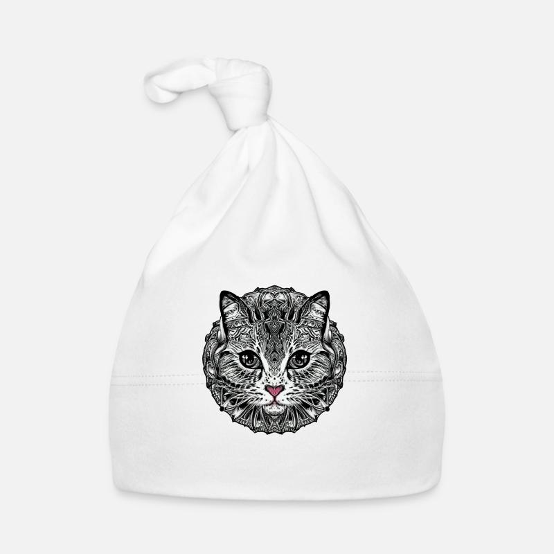 STYLIZED CAT MANDALA PINK TRUFFLE Organic Baby Cap