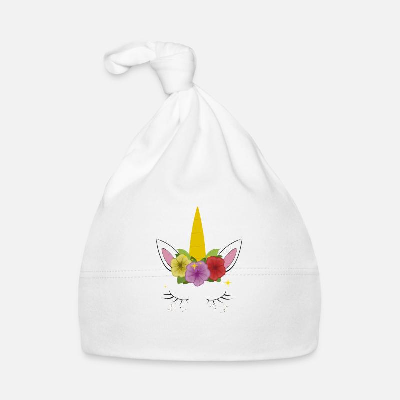 Oreilles de Licorne - Bonnet bio Bébé - blanc