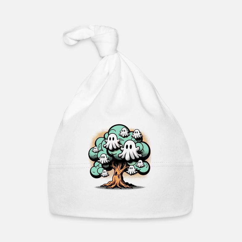 Retro Ghost Tree T-Shirt Baby Bio-Mütze