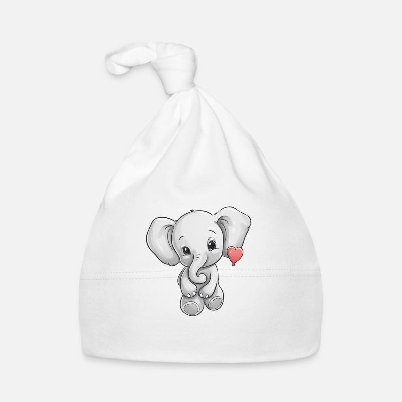 Elefant mit Herz - Baby Bio-Mütze - Weiß