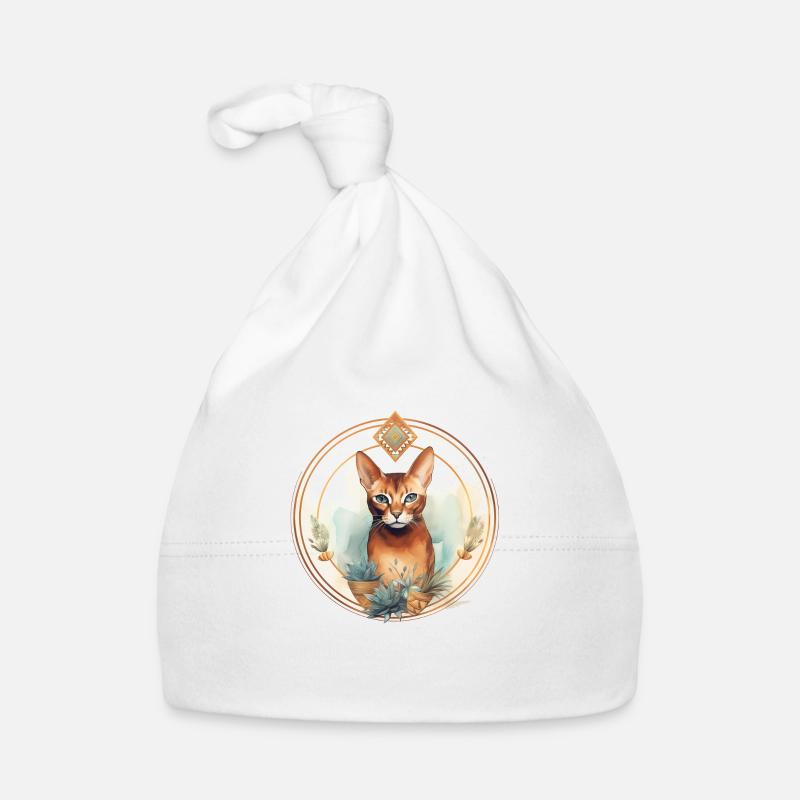 Abessinische Katze Boho Elemente, Katzenliebhaber Baby Bio-Mütze
