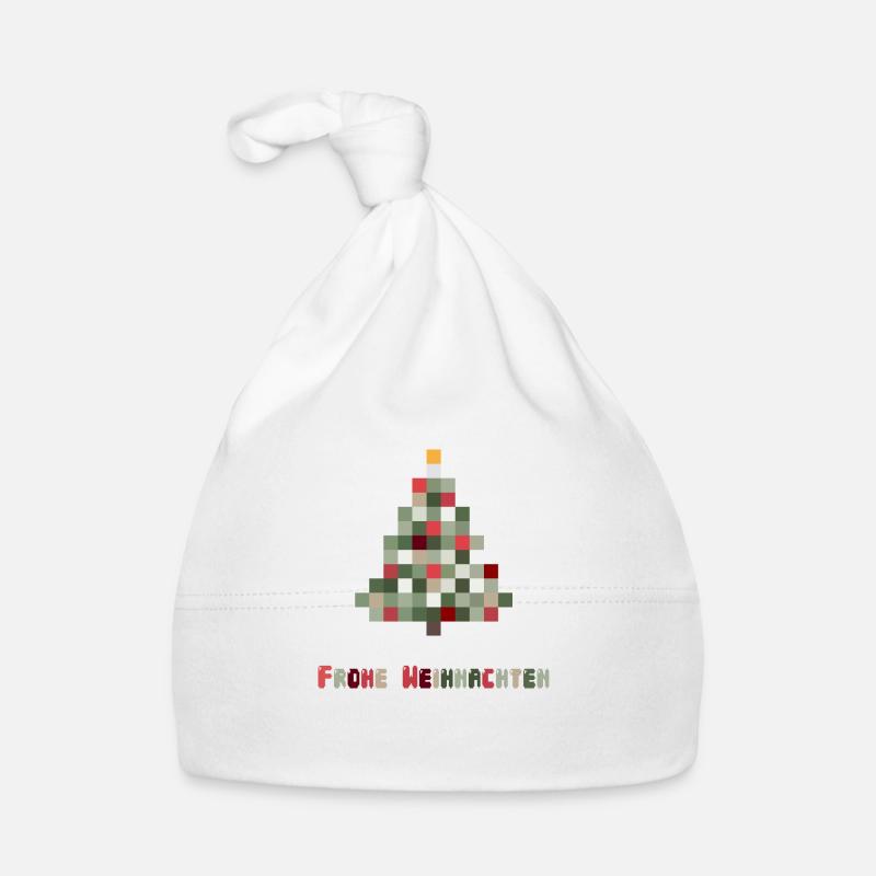 Frohe Weihnachten 8-Bit Retro Tannenbaum - Baby Bio-Mütze - Weiß