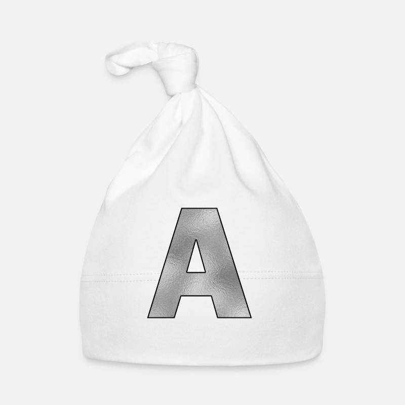 Buchstabe A Silber Baby Bio-Mütze