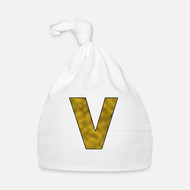 Letter V Gold Organic Baby Cap
