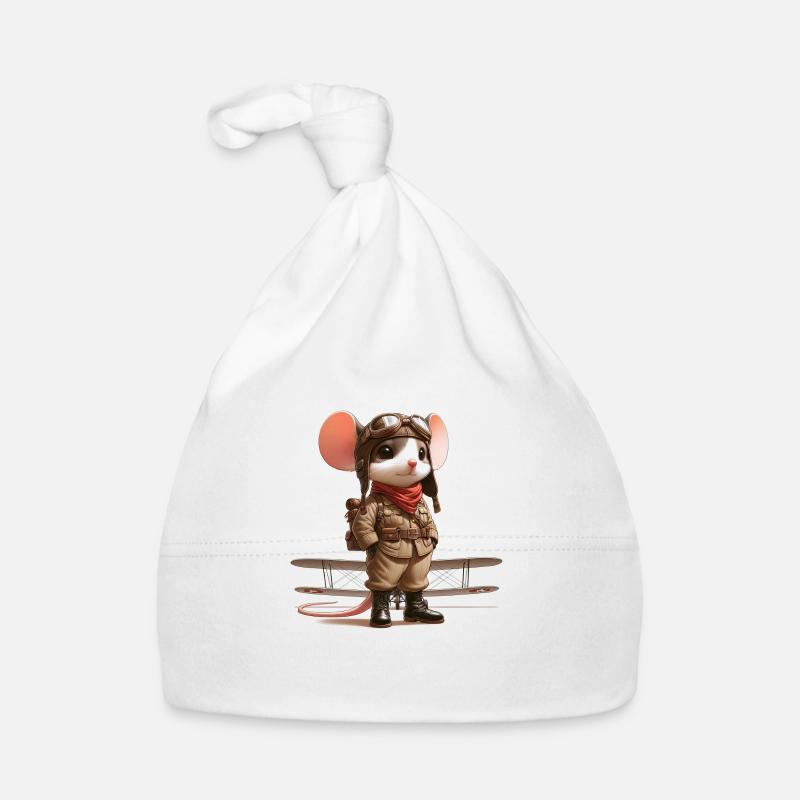 Cute Mouse Pilot - Baby Bio-Mütze - Weiß