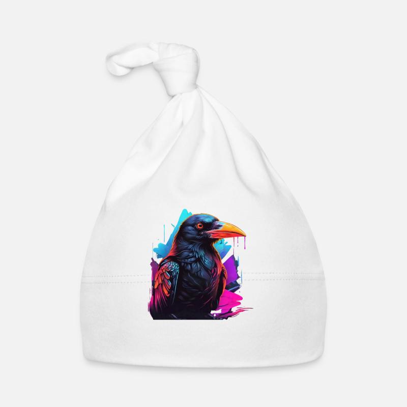 Rabe Farbenfroh Krähe Neonlight Baby Bio-Mütze
