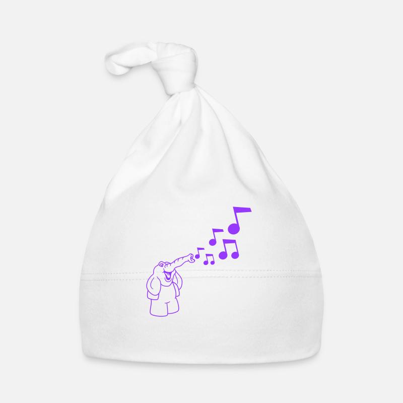 Mignon éléphant Notes de musique Trompe Sifflets Partitions Bonnet bio Bébé