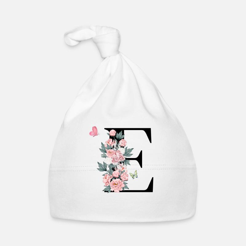 Buchstabe e rosa Blumen Baby Bio-Mütze
