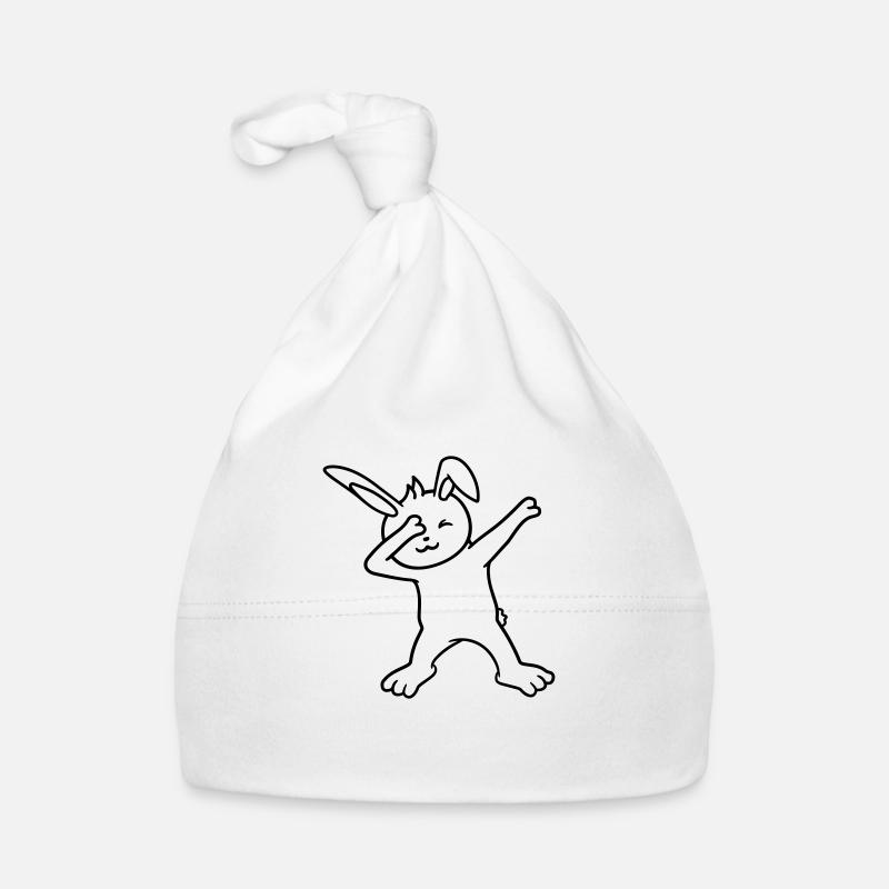 Hase Dabbing Dab Dance Pose Tanzen Party Feiern - Baby Bio-Mütze - Weiß