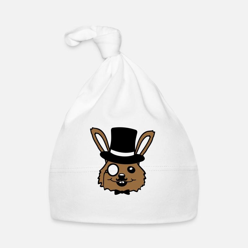 Sir Hase Monokel Brille Bart Zylinder Hut Mr. Herr Baby Bio-Mütze