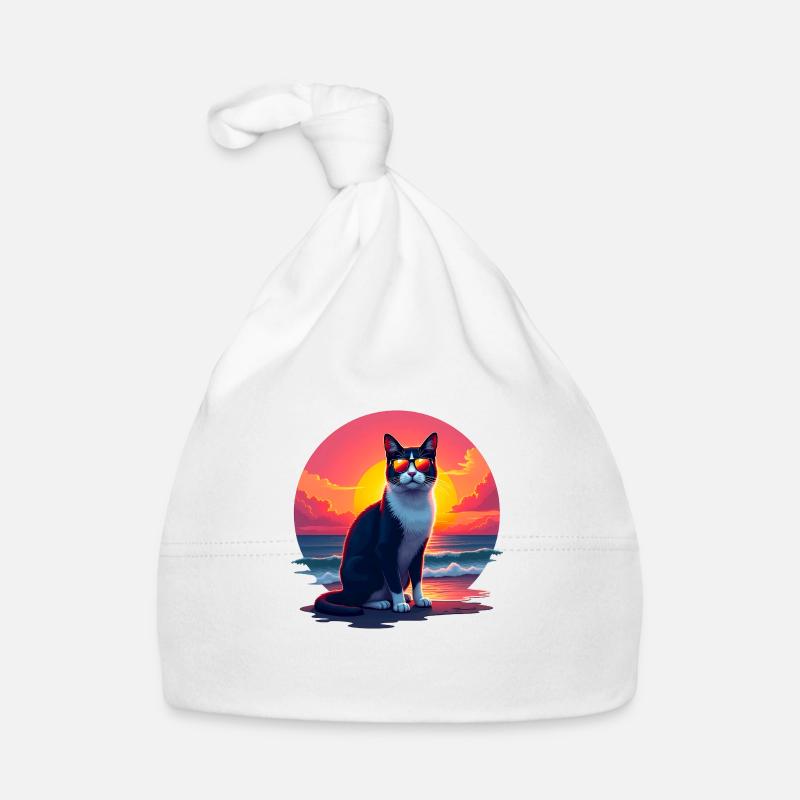 Cat on the beach Organic Baby Cap