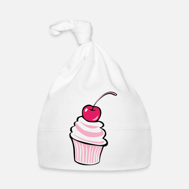 Kirsche Cupcake - Design! - Baby Bio-Mütze - Weiß