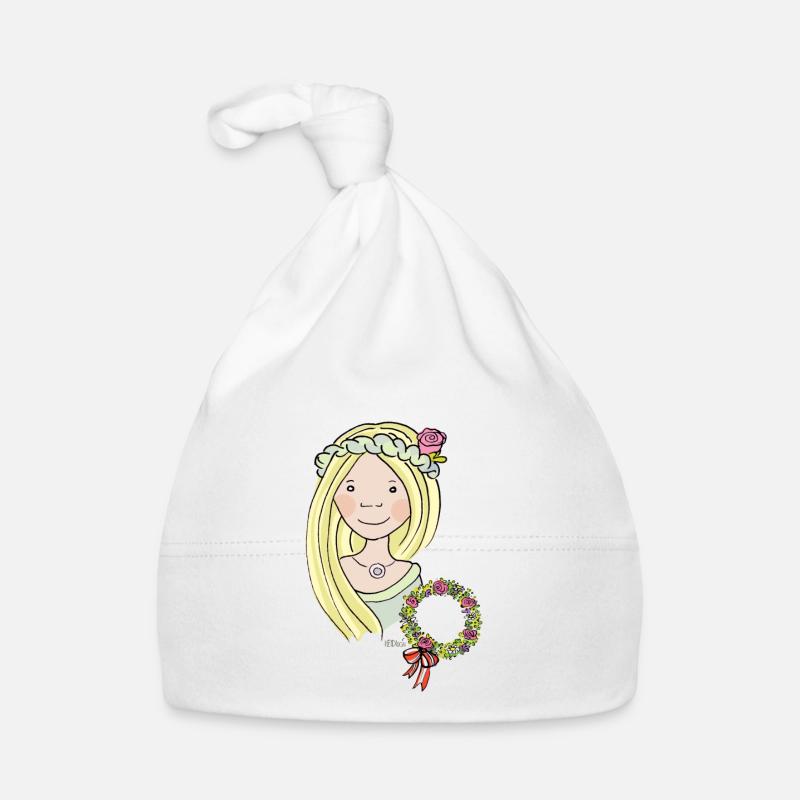 Mittelalter, Blumenmädchen, blond, Rose - Baby Bio-Mütze - Weiß