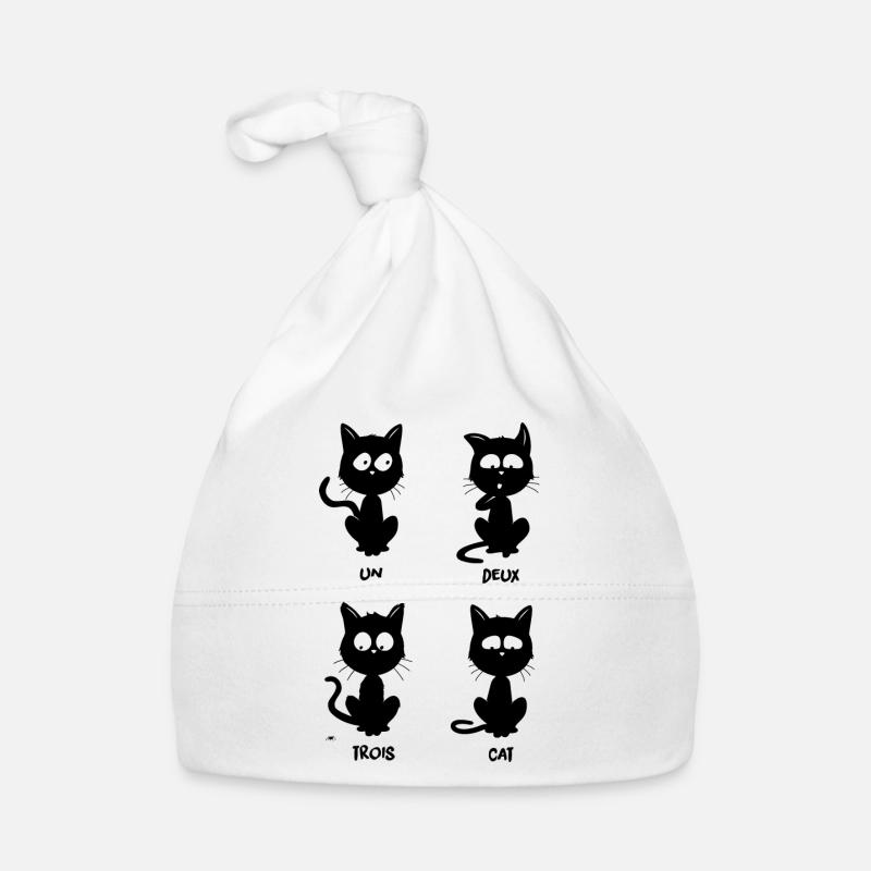 Un, deux, trois, cat - Bonnet bio Bébé - blanc