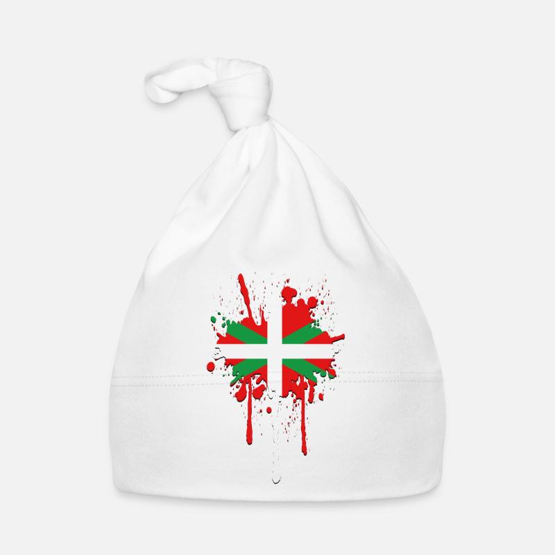 Pays Basque - Ikurriña - Bonnet bio Bébé - blanc