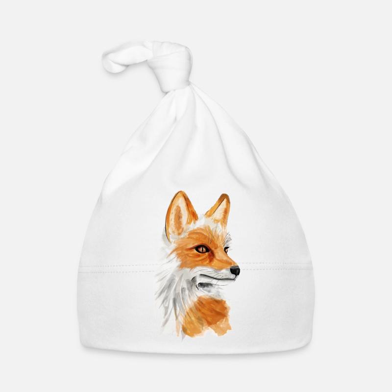Renard majestueux - Bonnet bio Bébé - blanc