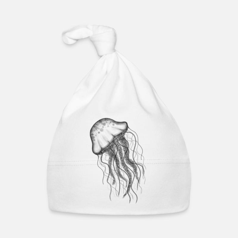 Méduses Qualle - Bonnet bio Bébé - blanc