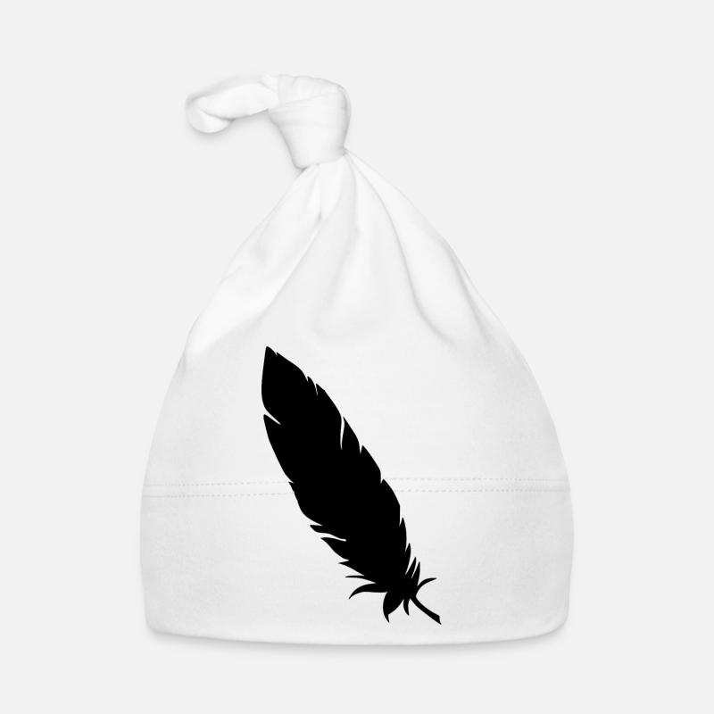 Feather simple black Organic Baby Cap