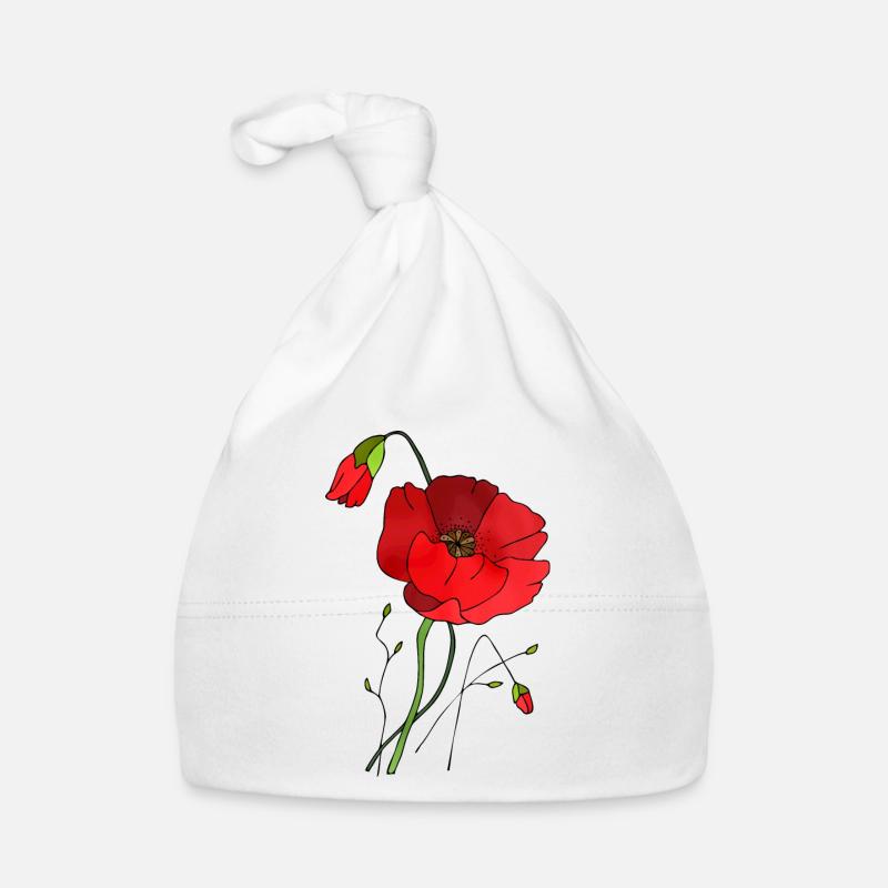 Fleurs - Bonnet bio Bébé - blanc