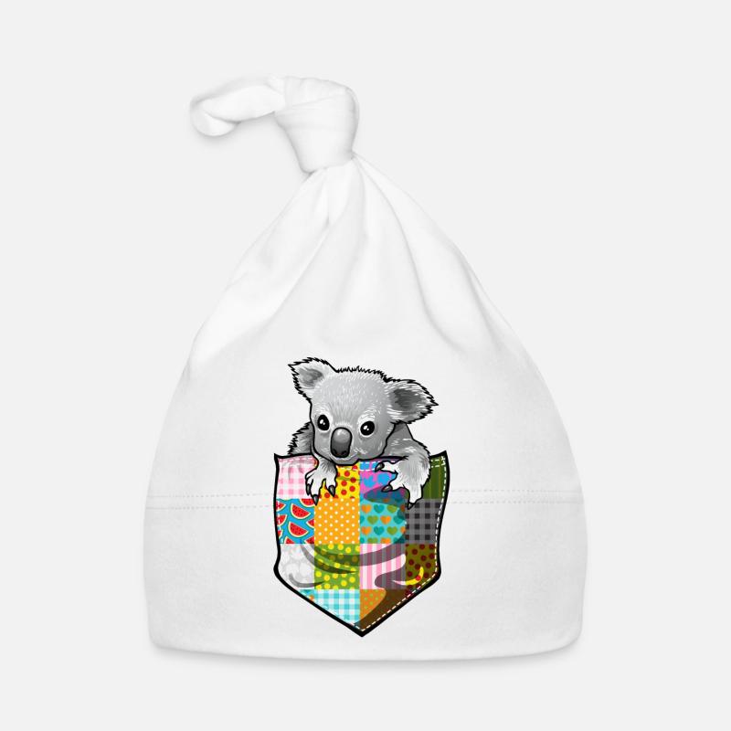 Koala de chéri dans la poche - Bonnet bio Bébé - blanc