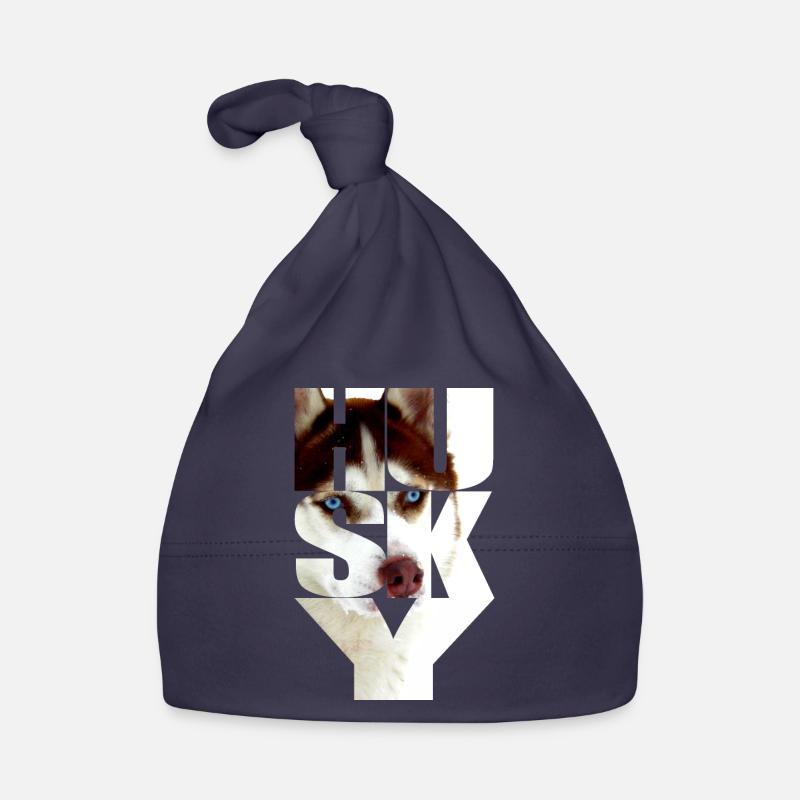 Husky copper red head in the text Organic Baby Cap
