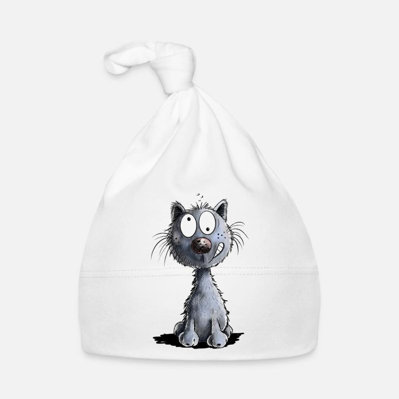 Drôle de chat noir - Bonnet bio Bébé - blanc