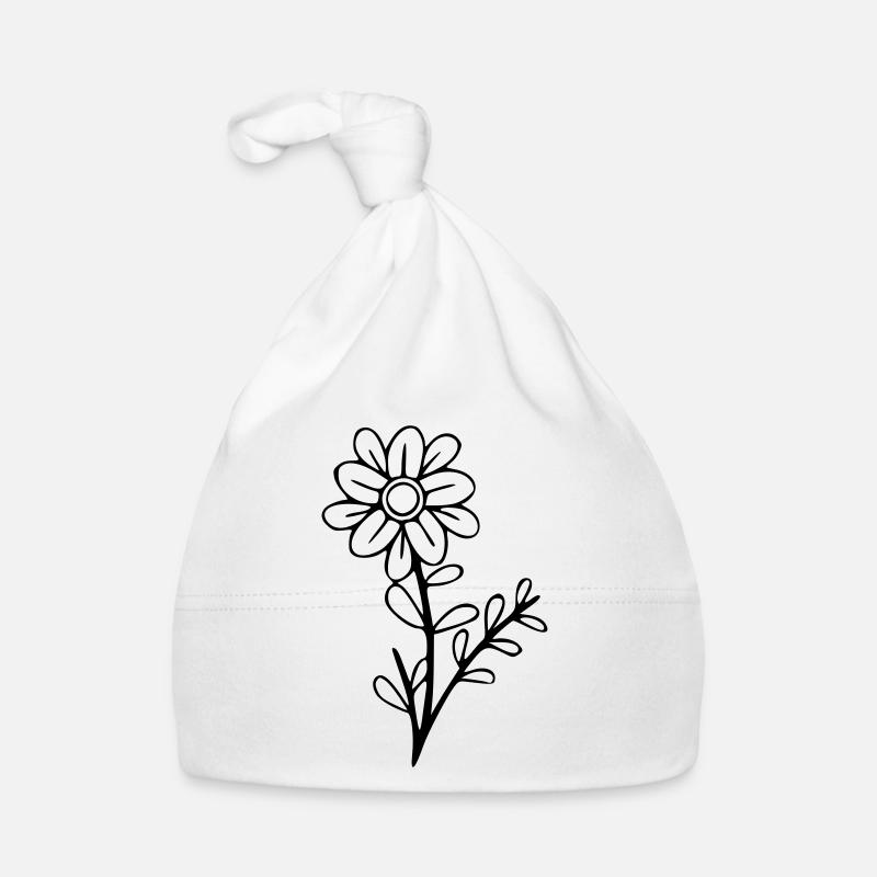 Flower drawing nature sketch black Organic Baby Cap