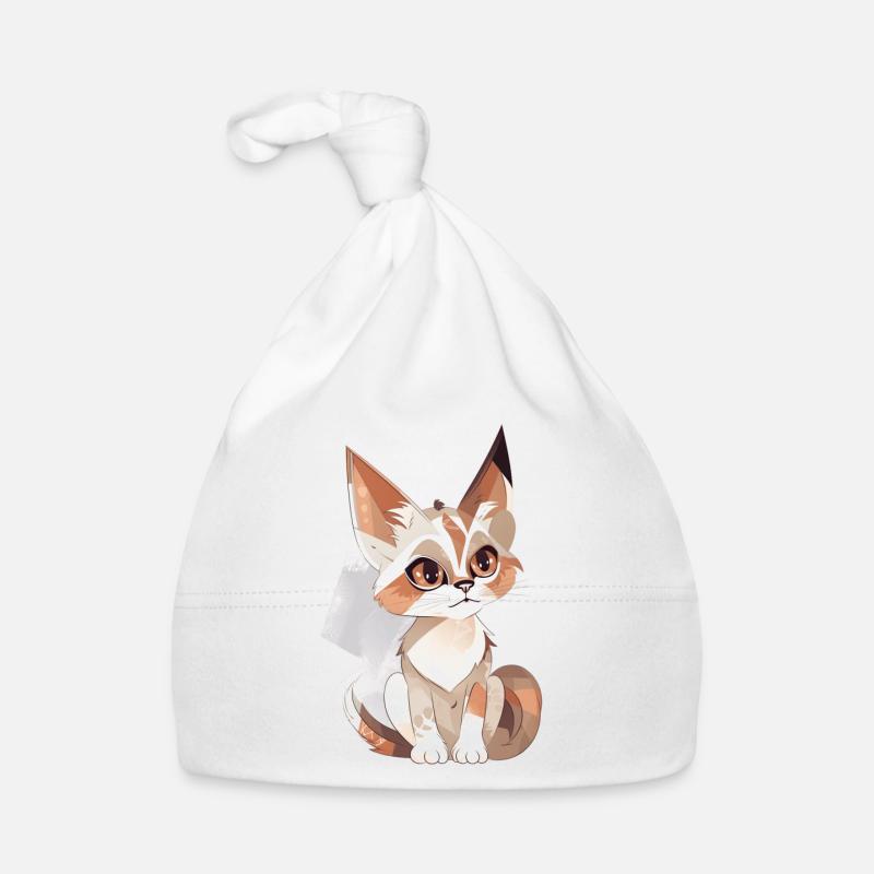 Chat mignon - Bonnet bio Bébé - blanc