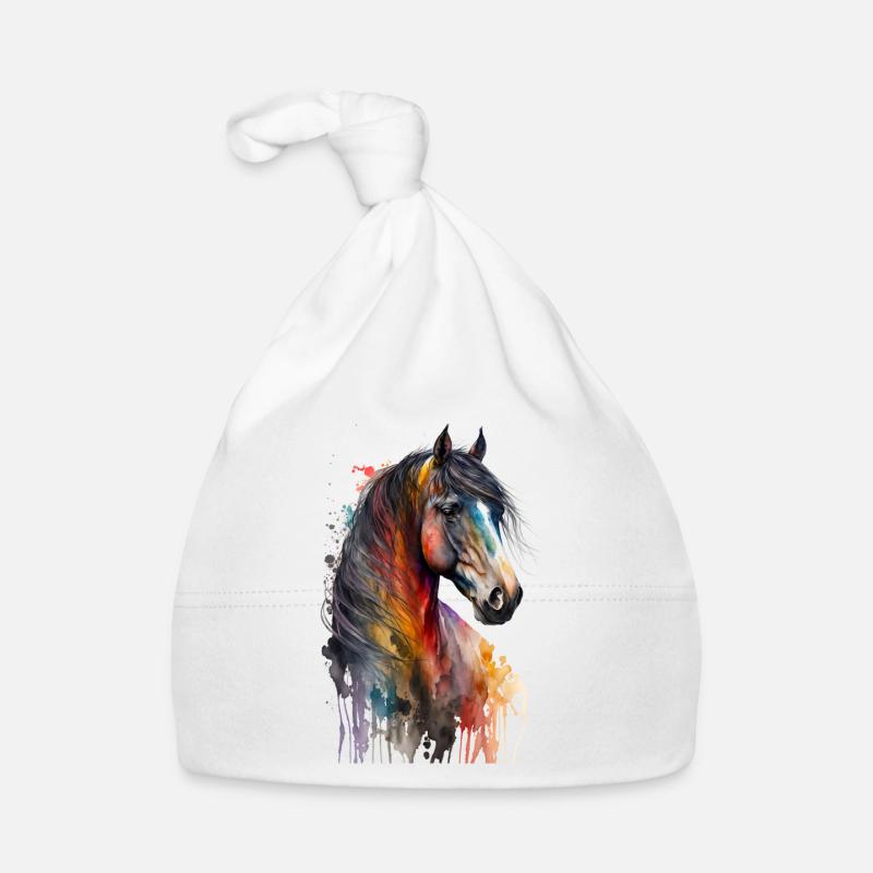 Amoureux des chevaux multicolores | Conception du cheval Bonnet bio Bébé